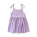 Penkiiy Toddler Kid Baby Girls Summer Sling Dress Cute Solid Color Casual Dress Dresses for Toddler Girls 18-24 Months Purple On Clearance
