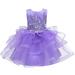 Girls And Toddlers Dress Sleeveless Mini Dress Casual Print Purple 130