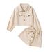 Child Kid Girl Coat Clothes Sets Baby Girls Clothing Suit Solid Long Sleeve Buttons Top Shorts 2PCs Outfits Baby Blanket Material Clothes for Babies Girl