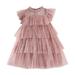 ZHAGHMIN Girls Party Dress Toddler Girls Fly Sleeve Star Moon Paillette Princess Dress Dance Party Ruffles Dresses Clothes Girl Dresses Casual Dresses for Baby Girls Frilly Girl Dresses Dress for Gi
