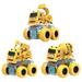 EIMELI 3Pack Construction Truck Toys - Excavator Mixer Crane Dump Trucks Push and Go Friction Powered Cars Monster Stunt Vehicles 1 Set of 9-Piece Safety Warning Barricade Props