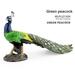 FUNNYFAIRYE Toys for Boy Girl Colorful Simulation Peacock Bird And Small Animals Suit Model Ornaments Green