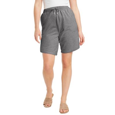 Plus Size Women's French Terry Shorts by June+Vie in Medium Heather Grey (Size 18/20)