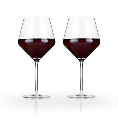 Angled Crystal Burgundy Glasses by Viski in Clear