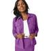 Plus Size Women's Classic Cotton Denim Jacket by Jessica London in Bright Violet (Size 22) 100% Cotton Jean Jacket