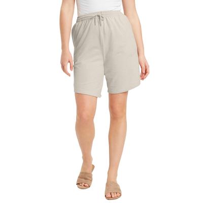 Plus Size Women's French Terry Shorts by June+Vie in Heather Oatmeal (Size 22/24)