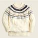 J. Crew Sweaters | New J. Crew Fair Isle Yoke Puff Sleeve Sweater, Size L | Color: Blue/Cream | Size: L