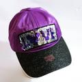 Disney Accessories | Disney Parks Sequins Love Purple Satin Baseball Hat Strap Back Hat (Hb2) | Color: Black/Purple | Size: Os