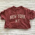 Brandy Melville Tops | Brandy Melville New York Pink Crop Top Tee | Color: Pink/Red | Size: One Size