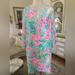 Lilly Pulitzer Dresses | Lilly Pulitzer Nwt Elenor’s Silk Floral Dress Size L Embellished Neckline | Color: Green/Pink | Size: L