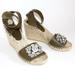 J. Crew Shoes | J. Crew Jeweled Vacchetta Olive Leather Espadrille Wedge Sandals | Color: Green/Tan | Size: 6