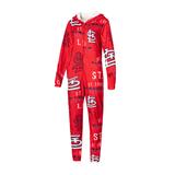 Women's Concepts Sport Red St. Louis Cardinals Allover Print Windfall Union Full-Zip Hooded Pajama Suit