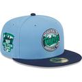 Men's New Era Light Blue/Navy Minnesota Twins Green Undervisor 59FIFTY Fitted Hat