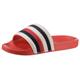 Badepantolette TOMMY HILFIGER "TOMMY ESSENTIAL POOL SLIDE" Gr. 35, rot (rot, gestreift) Damen Schuhe Pantolette Strandschuhe