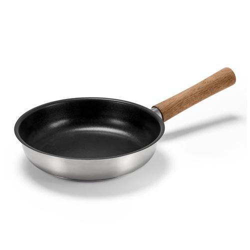 Edelstahl-Pfanne mit Holzgriff, ca. 20 cm
