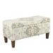 Medallion Print Fabric Upholstered Wooden Bench With Hinged Storage, Large, Brown and Cream - 18 H x 36 W x 16 L Inches