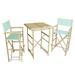 Bamboo Espresso Pub Set 2 Stripe High Director Chairs & Round Table