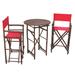 Bamboo Espresso Pub Set With 2 Black High Director Chairs & Round Table