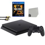 Sony 2215A PlayStation 4 Slim 500GB Gaming Console Black with Call of Duty Black Ops 4 Game BOLT AXTION Bundle Used