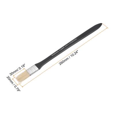 0.8" Width Small Paint Brush Natural Bristle w Wood Handle Tool, White - Black