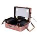 Oukaning LED Makeup Train Case with Mirror Portable Cosmetic Organizer Storage Box 2 locks(Rose Gold)