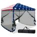 EAGLE PEAK 10 x 10 Outdoor Easy Pop up Canopy with Netting Instant Screen Party Tent with Mesh Side Walls American Flag