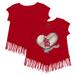 Girls Youth Tiny Turnip Red St. Louis Cardinals Heart Banner Fringe T-Shirt