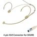 Unidirectional XLR 4-PIN Headworn Headset Microphone For Shure Wireless Beige