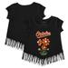 Girls Youth Tiny Turnip Black Baltimore Orioles Blooming Baseballs Fringe T-Shirt