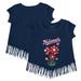 Girls Youth Tiny Turnip Navy Washington Nationals Blooming Baseballs Fringe T-Shirt