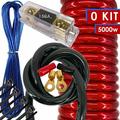 NEW X-Brand 0 Gauge Amp Kit Amplifier Install Wiring HOT 0 Ga Wire RED - 5000W Bundle