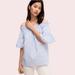 Kate Spade Tops | Kate Spade Broome Street Stripe Off The Shoulder Top White/Blue Size M Msrp $148 | Color: Blue/White | Size: M