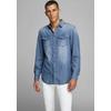 Jeanshemd JACK & JONES "SHERIDAN SHIRT", Herren, Gr. M, N-Gr, blau (medium blau denim), Web, Obermaterial: 100% Baumwolle, schmal, Langarm, Hemden