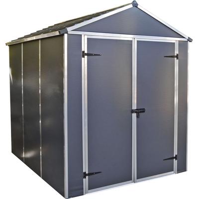 Gerätehaus PALRAM - CANOPIA "Rubicon Gerätehaus 6x8", grau (dunkelgrau), Aluminium, Polycarbonat (PC), Gerätehäuser