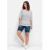 Bermudas SHEEGO "Große Größen", Damen, Gr. 54, Normalgrößen, blau (blau denim), Obermaterial: 81% Baumwolle, 17% Polyester, 2% Elasthan, unifarben, casual, comfort fit kurz, Hosen, aus elastischer Denimqualität