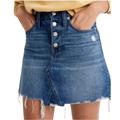 Madewell Skirts | Madewell Distressed Denim Mini Skirt Nwt | Color: Blue | Size: 26 Denim