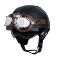 Retro Leather Half Helmet Motorcycle Helmet Scooter Helmet Moped Helmet Quick Unpacking Motorbike Helmet Half Shell with Glasses A1