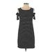 White House Black Market Casual Dress - Shift Scoop Neck Short sleeves: Black Print Dresses - Women's Size X-Small