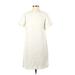 Ann Taylor Casual Dress - Shift Crew Neck Short sleeves: Ivory Print Dresses - Women's Size X-Small Petite