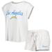 Women's Concepts Sport White/Cream Los Angeles Chargers Montana Knit T-Shirt & Shorts Sleep Set