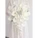 Abbie Home Calla Lily & Rose Cascading Bride Bouquet Waterfall Wedding Flower w/ Jewelry Décor Burlap/Jute in White | 15 H x 12 W x 9 D in | Wayfair