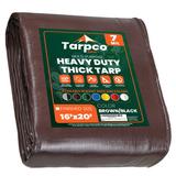 Tarpco Safety 16 ft. x 20 ft. 7 Mil Heavy Duty Polyethylene Tarp, Waterproof, Rip & Tear Proof Aluminum in Brown | 1 H x 16 W x 20 D in | Wayfair