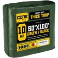 Core Tarps Heavy Duty 10 Mil 50" X 100" Waterproof Cover Tarp Aluminum in Green | 1 H x 50 W x 100 D in | Wayfair CT-603-50X100