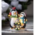 Plow & Hearth 3 Piece Figurine Set w/ Christmas Lights Resin in Black/Red/White | 9.45 H x 5.91 W x 8.27 D in | Wayfair 56898