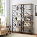 Gracie Oaks Khajag Double Wide 6-Tier Etagere Bookcase Vintage Industrial Large Shelves for Home Decor Display in Black | Wayfair