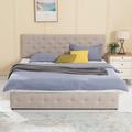Red Barrel Studio® Annettia Tufted Storage Platform Bed Wood & /Upholstered/Cotton in Gray | 43 H x 60 W x 83 D in | Wayfair