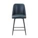 The Twillery Co.® Warwick Mid-Century Modern Faux Leather Counter Height Barstool Wood/Upholstered/Metal in Blue | Wayfair