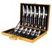 Ebern Designs Stainless Steel Tableware 24 Piece Set Knife Fork Spoon Wooden Box Tableware Set Steak Knife Fork Spoon Gift Box Stainless Steel | Wayfair