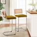 Mercer41 Krystalin Cane Back Counter & Bar Stool Upholstered/Velvet/Metal in Gray/Yellow | 18.11 W x 20.08 D in | Wayfair