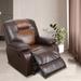 Latitude Run® 41" Wide Faux Leather Manual Standard Recliner Faux Leather/Stain Resistant in Black/Brown | 40.75 H x 41 W x 38 D in | Wayfair
